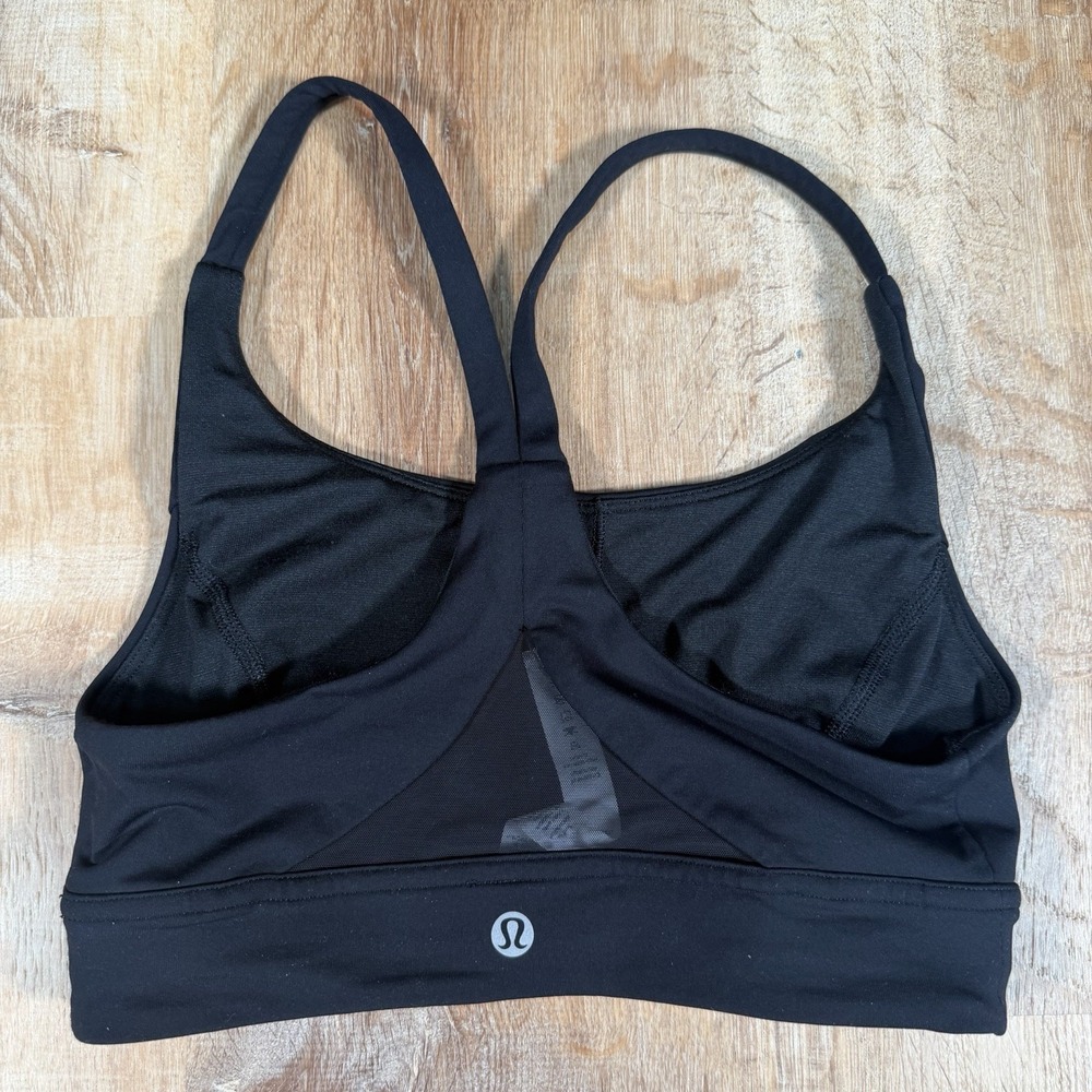 Lululemon Train Times Bra Black Womens Size 4 Sheer Cutout Racerback Sports Bra